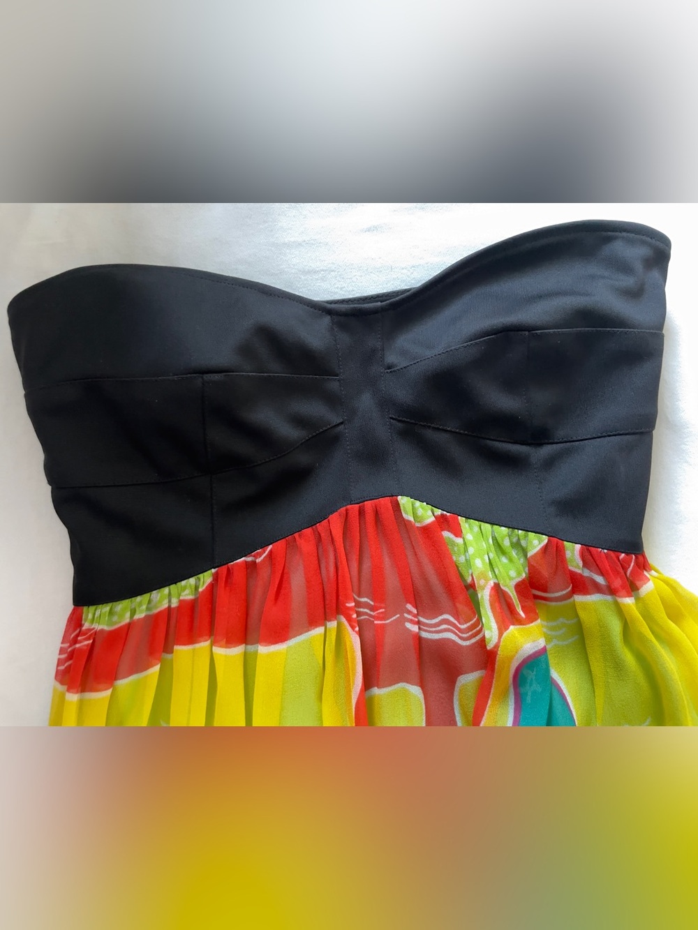 Diane von Furstenberg Silk Strapless Abstract Print Dress Size 2 - Picture 5 of 16